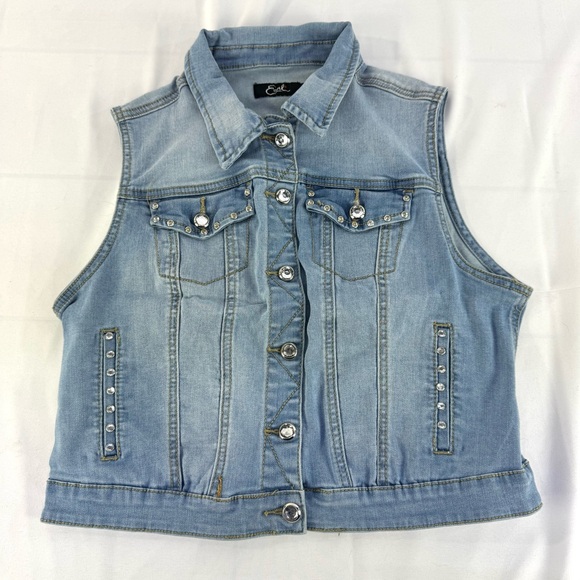 Earl Jeans Light Blue Denim Vest - Picture 2 of 11
